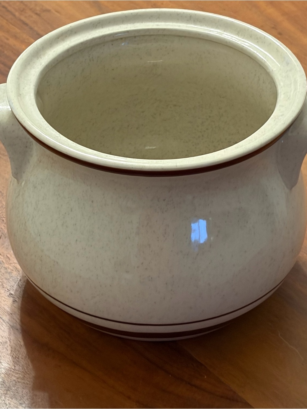 Vintage 1960’s Cream and Brown Ceramic Serving pot bean pot